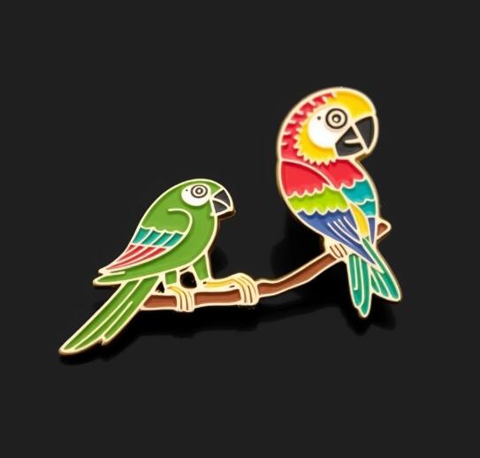 Eco-Friendly Artistic Parrot Enamel Lapel Pins