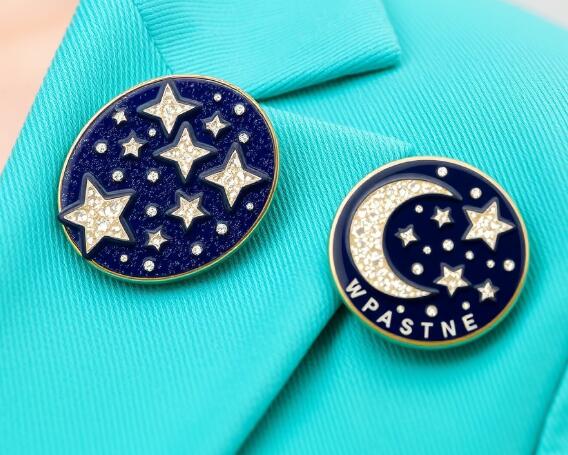 Glittering Stars and the Moon Lapel Pins