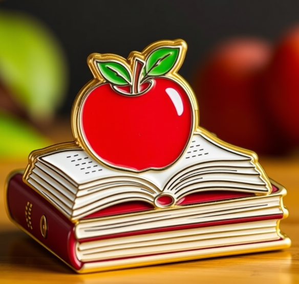 Apple And Book Custom Pin