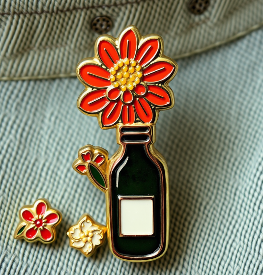 Flower And Bottle Cheap Pins