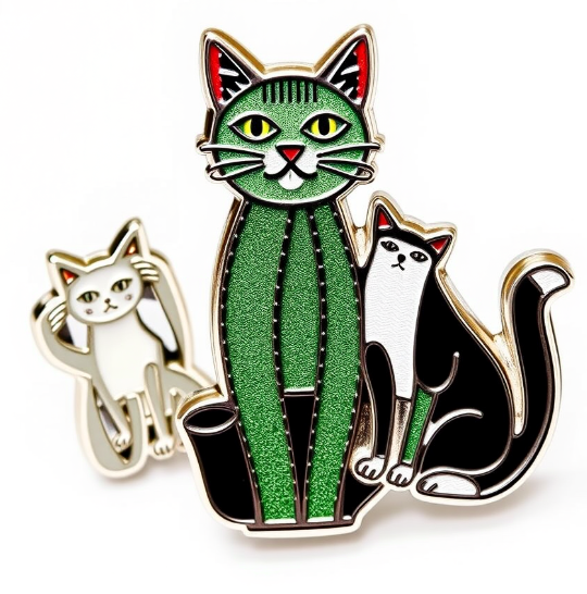 Cactus with Cat Lapel Pins